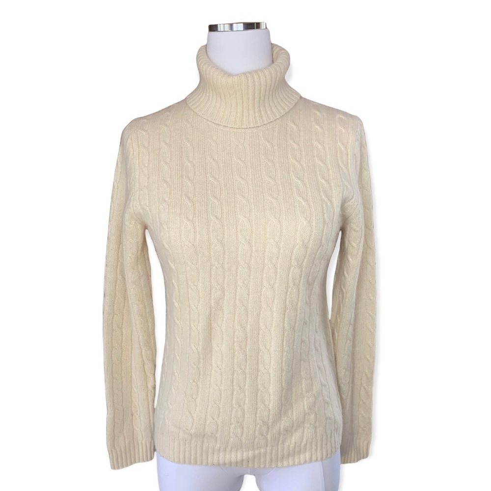 J Crew Angora Rabbit Hair Cashmere Blend Cable Knit Turtleneck Sweater Medium